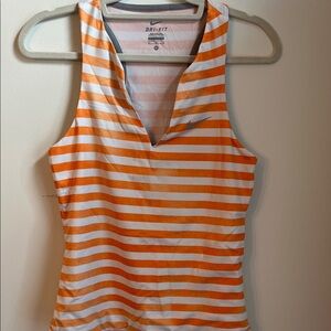 Nike Women's Dri-FIT Orange and White Striped Tank Top